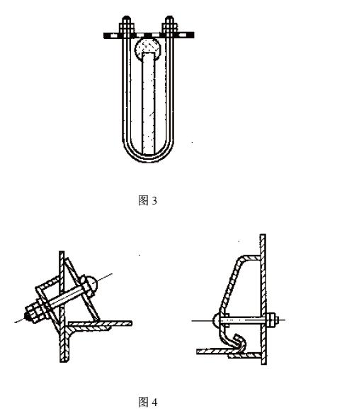 其紧固方式为中间用螺栓固定在梁上，见图3